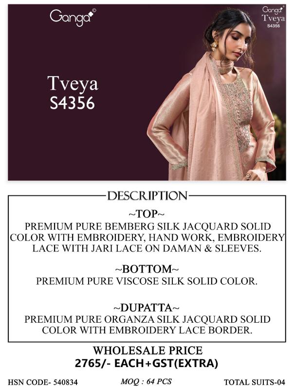 Ganga tveya 4356 wholesale dress materials for business